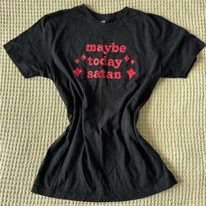 Black Graphic Tee with Red Print